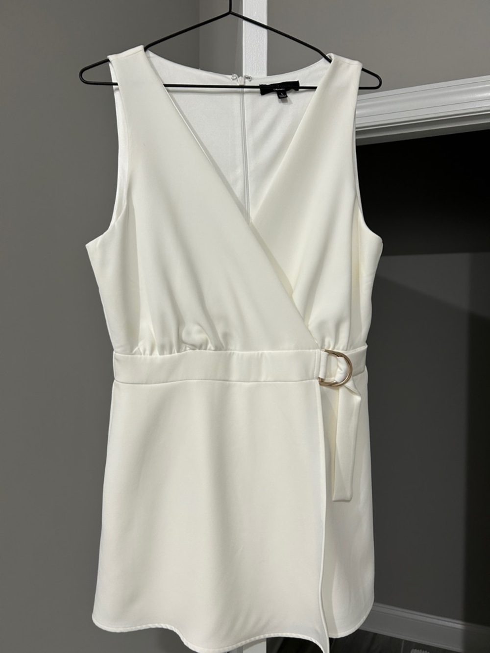 Lulu's Cream Sleeveless Wrap-Front Jumpsuit Romper with D-Ring Belt